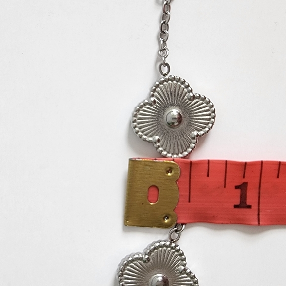 BRACELET SILVER STAINLESS STEEL CLOVER CHAIN NEW - Picture 6 of 10